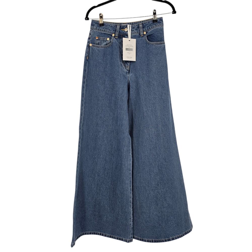 NWT Ronny Kobo Medium Wash Ronny 70s Flare High Rise Wide Leg Jeans Size 25